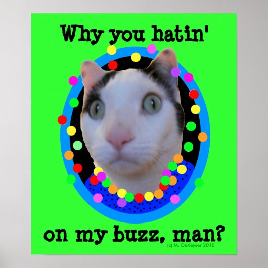 Poster Hippie Psychedelic Rainbow Buzz Chat (Devant)