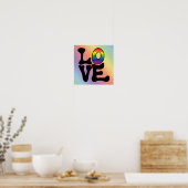 Poster Hippie Rainbow Love Text (Cuisine)