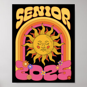 Poster Hippie Sunshine Cl Of 2025 Senior 25 Grad Retour à