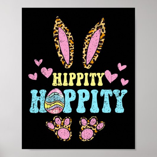 Poster Hippity Hoppity Easter Bunny Egg chasse Rabbit Sp (Devant)
