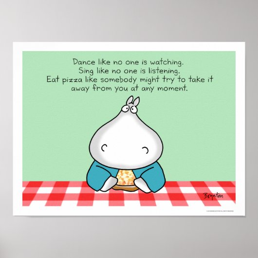 Poster HIPPO AVEC PIZZA par Sandra Boynton (Devant)
