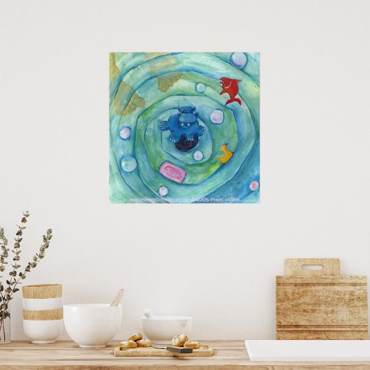 Poster Hippo dans la baignoire (Cuisine)