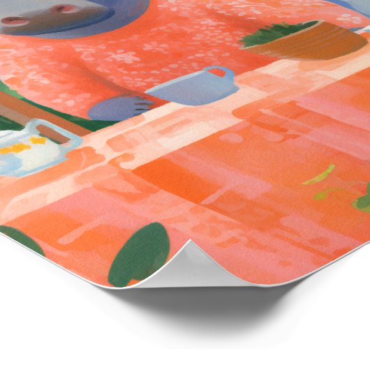 Poster Hippo mignon (Coin)