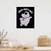 Poster Hippo-party-mus Funny Animal Hippo Pun Dark BG (Cuisine)