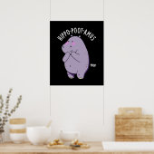 Poster Hippo-poot-amus Drôle Farting Hippo Pun Dark BG (Cuisine)