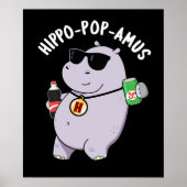 Poster Hippo-pop-amus Funny Hippo Soda Pun Pop Dark BG (Devant)