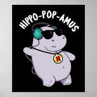 Hippo-pop-amus Funny Pop Music Hippo Pun Dark BG