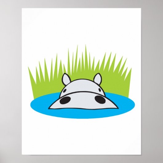 Poster hippo se cachant dans l'eau (Devant)