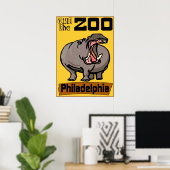 Poster Hippo : Visiter Zoo Philadelphie (Bureau à domicile)