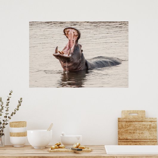 Poster Hippo Yawn (Cuisine)