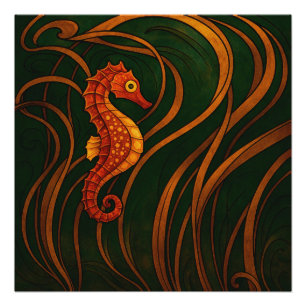 Poster Hippocampe Art nouveau