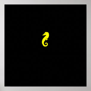 Poster Hippocampe de Glow_Yellow d'océan
