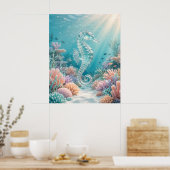 Poster Hippocampe de verre Lueur de l'océan (Cuisine)