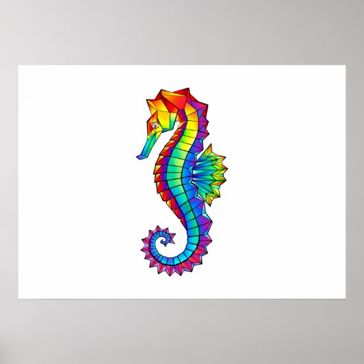 Poster Hippocampe polygonal arc-en-ciel (Devant)