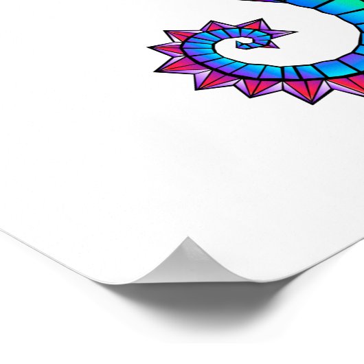 Poster Hippocampe polygonal arc-en-ciel (Coin)