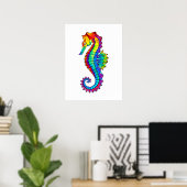 Poster Hippocampe polygonal arc-en-ciel (Bureau à domicile)
