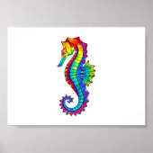 Poster Hippocampe polygonal arc-en-ciel (Devant)