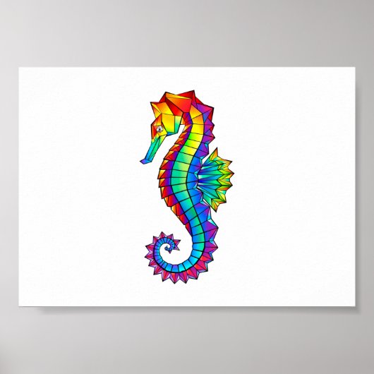 Poster Hippocampe polygonal arc-en-ciel (Devant)