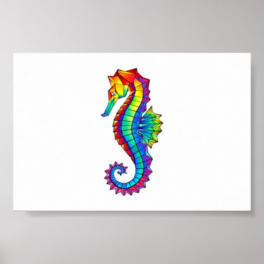 Poster Hippocampe polygonal arc-en-ciel (Devant)