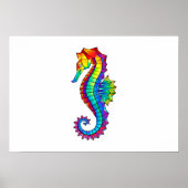 Poster Hippocampe polygonal arc-en-ciel (Devant)
