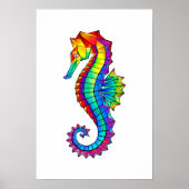 Poster Hippocampe polygonal arc-en-ciel (Devant)