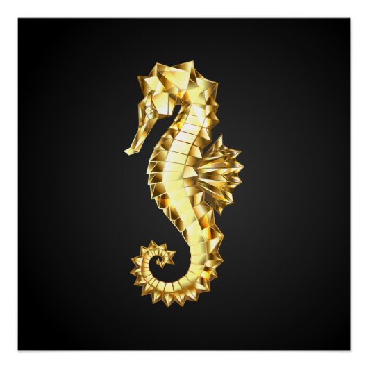 Poster Hippocampe Polygonal Or (Devant)