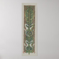 Hippocampes et algues, Art Nouveau Vintage