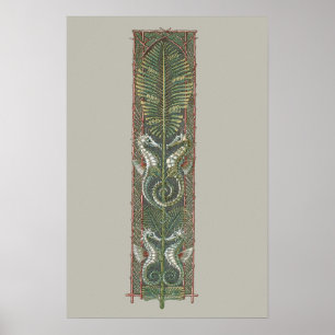 Poster Hippocampes et algues, Art Nouveau vintage