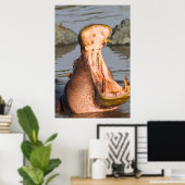 Poster Hippopotame bâillant, Tanzanie (Bureau à domicile)