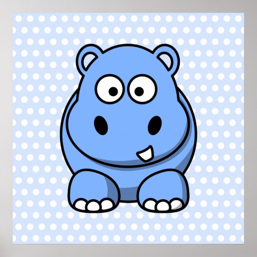 Poster Hippopotame Bleu Mignon (Devant)