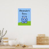 Poster Hippopotame Bleu Mignon (Cuisine)