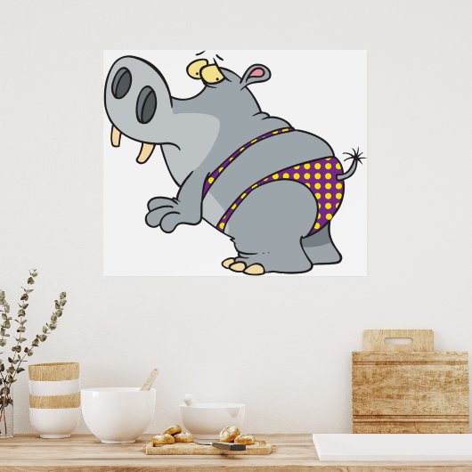 Poster Hippopotame En Bikini (Cuisine)