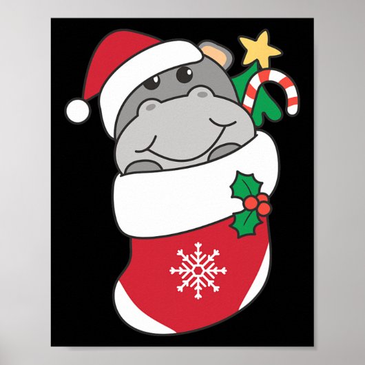 Poster Hippopotames Dans Les Bas De Noël Pour Noël (Devant)
