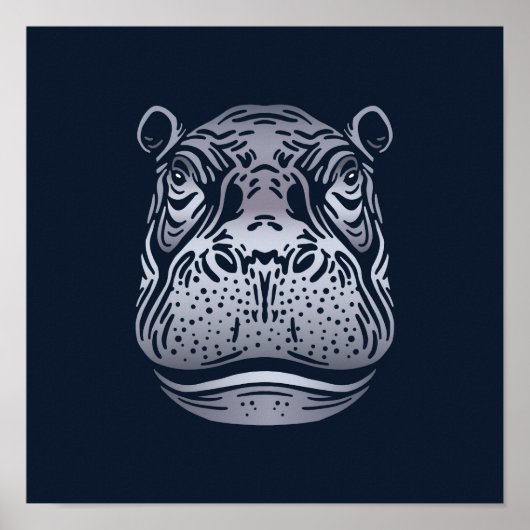 Poster Hippopotamus imprimé africain | Art audacieux Hipp (Devant)
