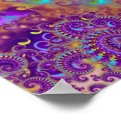 Poster Hippy Fracty Motif violet Turquoise & Jaune (Coin)