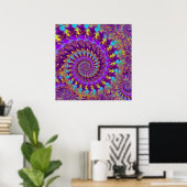Poster Hippy Fracty Motif violet Turquoise & Jaune (Bureau à domicile)