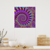 Poster Hippy Fracty Motif violet Turquoise & Jaune (Cuisine)