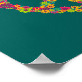 Poster Hippy signe de paix fleurs chambre filles (Coin)