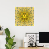 Poster Hippy Sunflower Fractal Mandala Motif (Bureau à domicile)