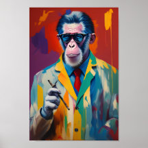 Hipster Ape Fumer Cigar Home Décor Mur Art