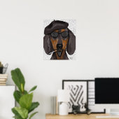 Poster Hipster Dachshund Noir et Tan (Bureau à domicile)