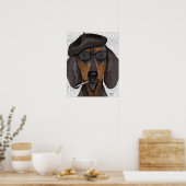 Poster Hipster Dachshund Noir et Tan (Cuisine)