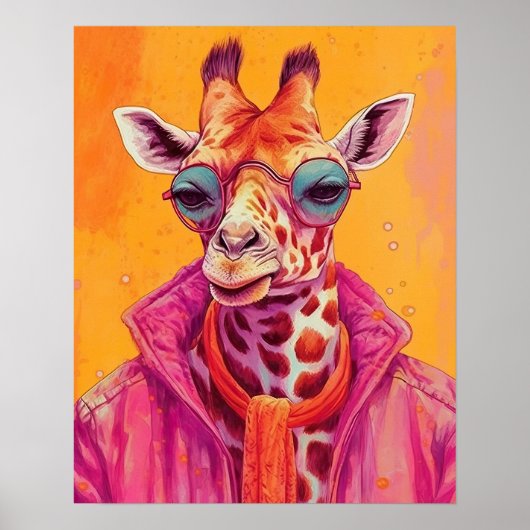 Poster Hipster Giraffe (Devant)