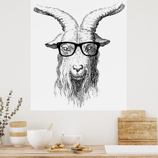 Poster Hipster goat (Cuisine)