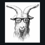 Poster Hipster goat<br><div class="desc">Hipster Goat farm animals black and white with glasses</div>