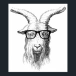 Poster Hipster goat<br><div class="desc">Hipster Goat farm animals black and white with glasses</div>