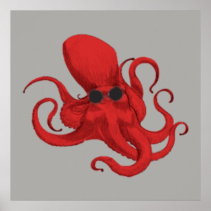 Poster Hipster Octopus