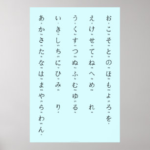 Poster Hiragana Avec Romaji Apprendre Les Caractères Japo