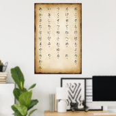 Poster Hiragana Avec Romaji Style Antique Japonais (Bureau à domicile)