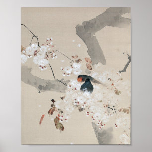 Poster Hirondelle dans la fleur des cerisiers, Watanabe S